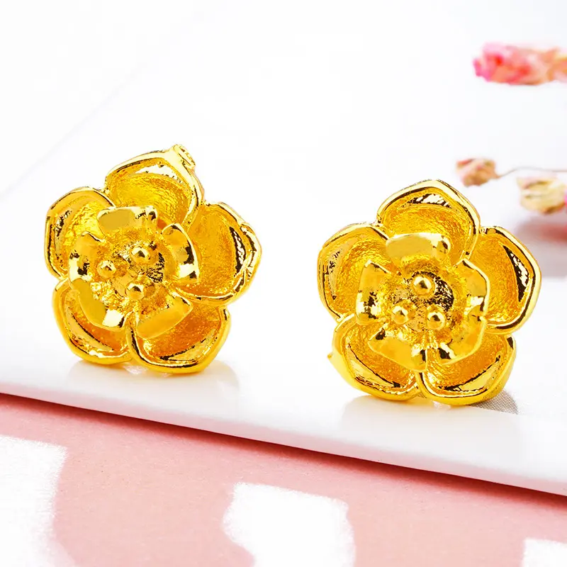 Hoa Tai Mạ Vàng Hồng, Cỡ Lớn, Dành Cho Nữ, Ngọt Ngào Và Đáng Yêu, Thiết Kế Hoa Đơn Giản, Không Gây Dị Ứng, Đồ Trang Sức Nhiều Màu Sắc, Bán Buôn Có Sẵn