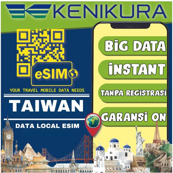Gambar eSIM Taiwan Kuota Data Besar | eSIM Travel Data Taipei 4G/5G | Kenikura - 3 Days, 3GB dari Kenikura Tour Kota Tangerang Selatan Tokopedia