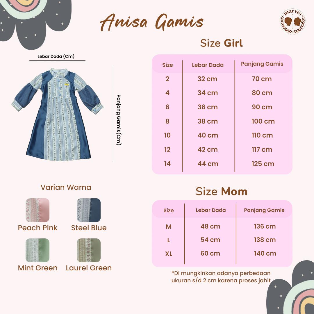 Marves Annisa Gamis Sarimbit Baju Muslim Couple Ibu Anak Perempuan Bahan Shakilla Baju Lebaran 2026