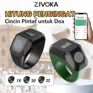 ZIVOKA Smart Tasbih Digital Ring Zikir Cincin Tasbih LED Display Penghitung Doa Elektronik ZR01 Bluetooth 5.3 Tahan Air Layar OLED 0.49 Inci Pengingat Sholat Getaran Pintar