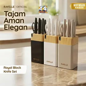 Ravelle Pisau Dapur Anti Lengket 7 in 1 Set - Royal Block Knife Set