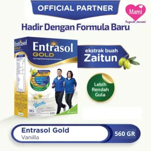 Entrasol Gold Vanila 560g Dengan Pro-fit Formula Susu Tinggi Kalsium Untuk Tulang Lebih Kuat