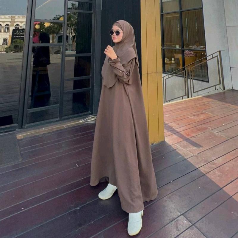 ABAYA UMAMI SET HIJAB ABAYA CRINKLE AIRFLOW ABAYA JUMBO ( FREE HIJAB DAN CIPUT) 4