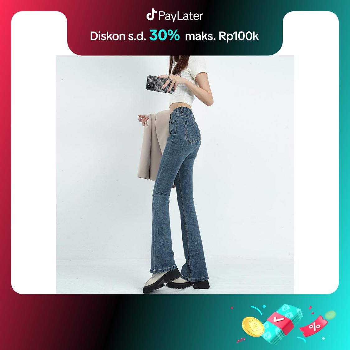 lulu-jeans Celana Jeans Cutbray Wanita /  Jeans Cutbray Wanita Biru Retro Highwaist Import 2026