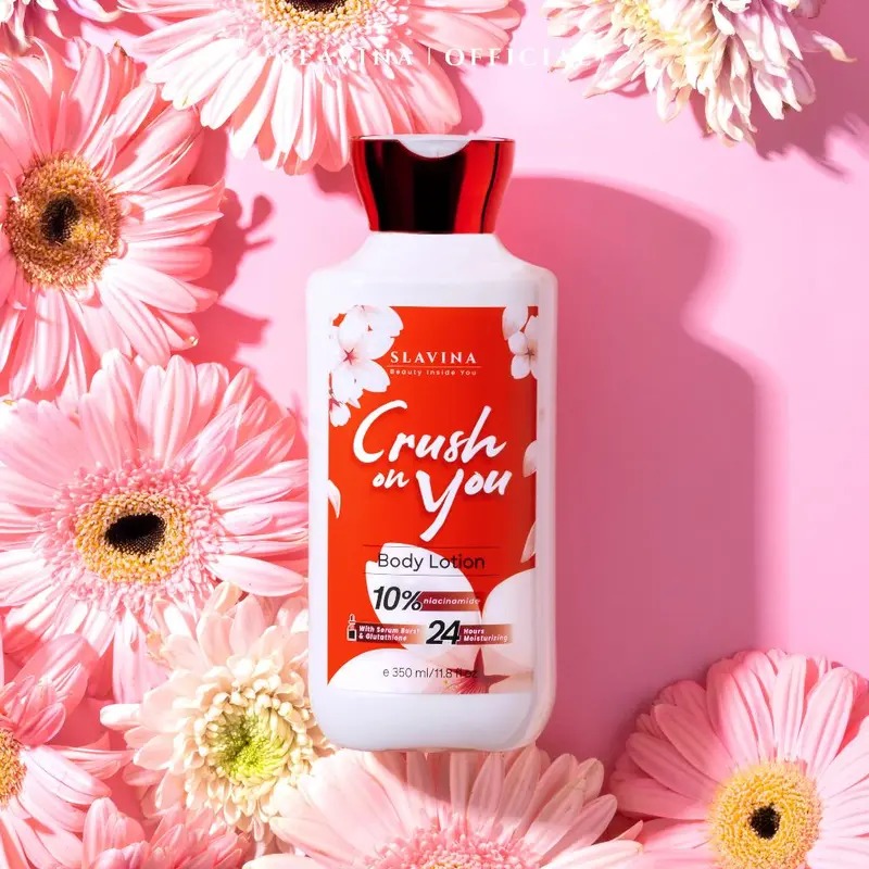 SLAVINA Body Lotion Crush On You by Nagita Slavina Mosturizer Hand Body Lotion Dengan Niacinamide Dan Parfum 350ml 3