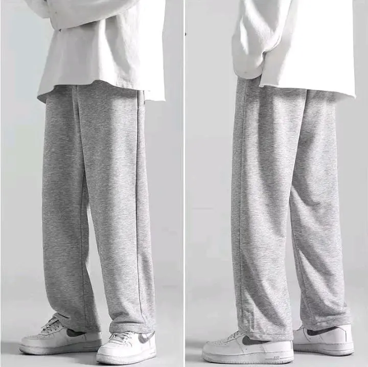 Qeelaand - Loose Pants Unisex Pria Wanita Celana Training Oversize Bahan Katun Flacee Korean Style Pria Wanita Sweatpants Loose Baggy 7