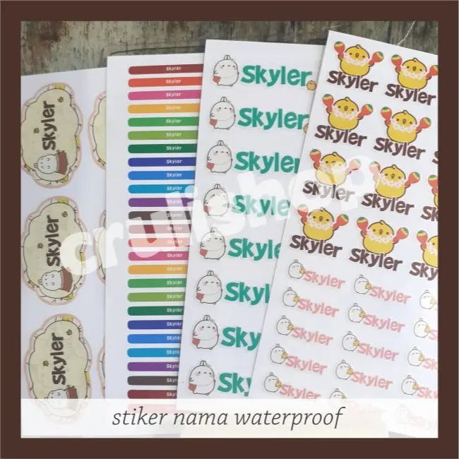 Stiker Nama Waterproof Molang 2