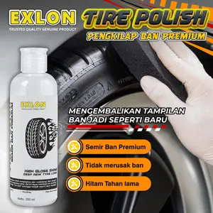 EXLON Tire Polish 250 ml [ Free Applicator pad ] Penghitam dan Pengkilap Ban Mobil & Motor Glossy Finish Semir Ban Premium Tidak Merusak Ban Hitam Tahan Lama