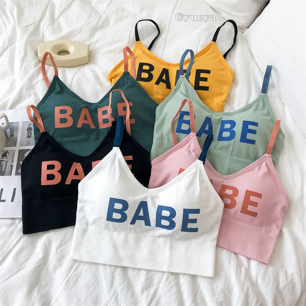 Womens Fashion Letter Sports Bra Sports Underwear U-Shaped Vest Bra Yoga Fitness Sports Underwear