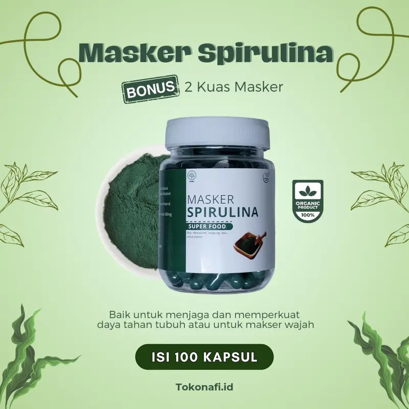 Masker Wajah Spriluna 50/100 Kapsul untuk Mencerahkan Kulit dan Mengatasi Jerawat 4
