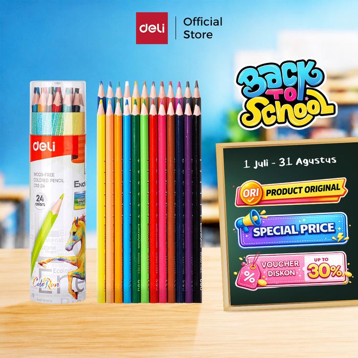 Jual Deli Pensil Warna / Colored Pensil 12 24 Warna Sangat Terang EC112  Stationery - 24 warna - Kab. Tangerang - Deli.indonesia | Tokopedia