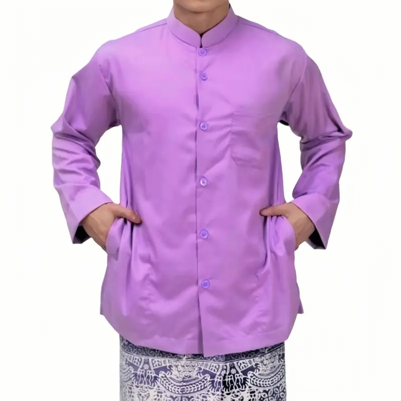 Koko haibah baju koko habib dewasa lengan panjang saku samping bahan katun poli adem produk lokal koko ammu ibrahim untuk Putih Cokelat Hitam baju koko modern nyaman 7