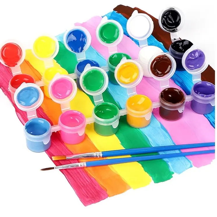 Acrylic Colour Set 6/12 Warna - Cat Akrilik Kanvas Lukis Canvas Paint Acrylic Color 3 ml+ Dua pulpen