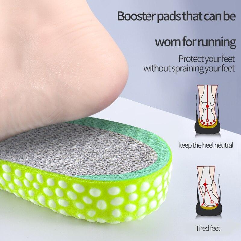 1Pair Height Increase Insoles Green PU Shoes Sole Soft Elasticity Pad Breathable Comfortable for Men Women Feet Care Insoles 3