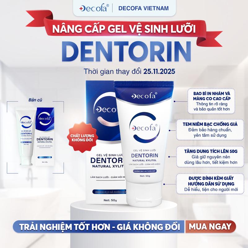  Gel Vệ Sinh Lưỡi Dentorin - Tặng Tăm Chỉ Nha Khoa - Hỗ trợ cải thiện các vấn đề về nấm lưỡi lưỡi trắng mùi hôi miệng. 