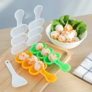 Cetakan Nasi Bento Bola Bulat Gulung Dengan Centong Alat Plastik Food Grade Kitchenware Rice Ball Shaker 6.5 x 17.5 x 3.5cm untuk Membuat Nasi Lucu dan Aman untuk Kesehatan