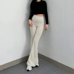 Flare Pants Highwaist Cutbray - Celana Panjang Wanita Kulot Scuba Tebal Melar