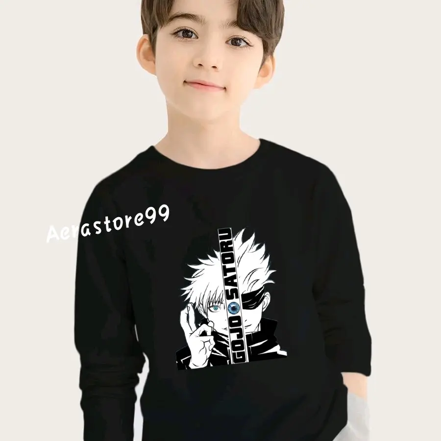 Fashion Anak Laki-laki Atasan Kaos Lengan Panjang GOJO SATORU Motif