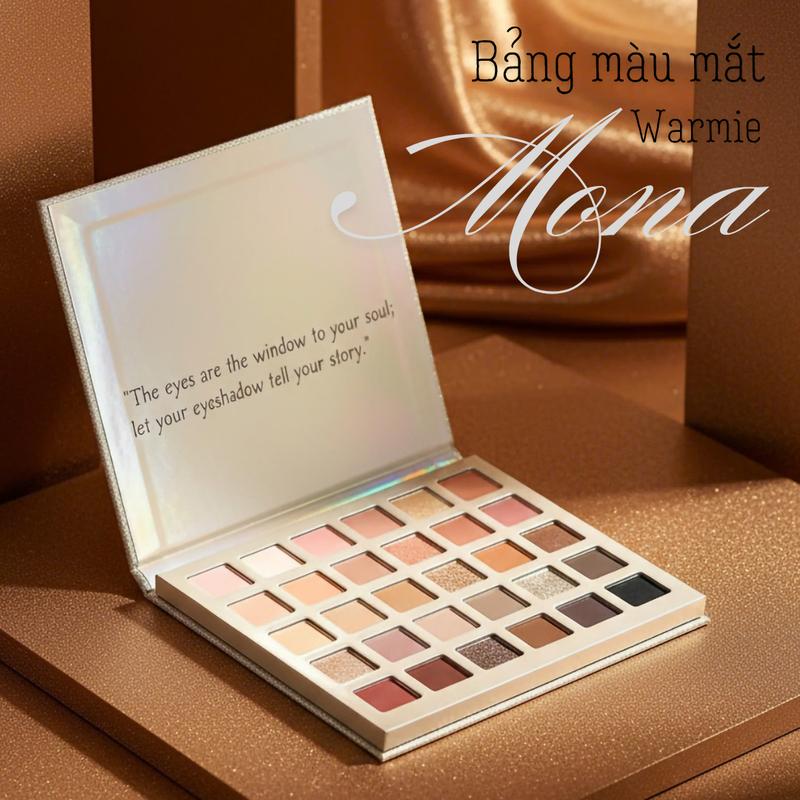 New Mona Warmie Bảng mắt Mona Cosmetics Warmie 30 ô màu đa sắc chất phấn siêu mịn lì lâu trôi nhũ mắt lấp lánh