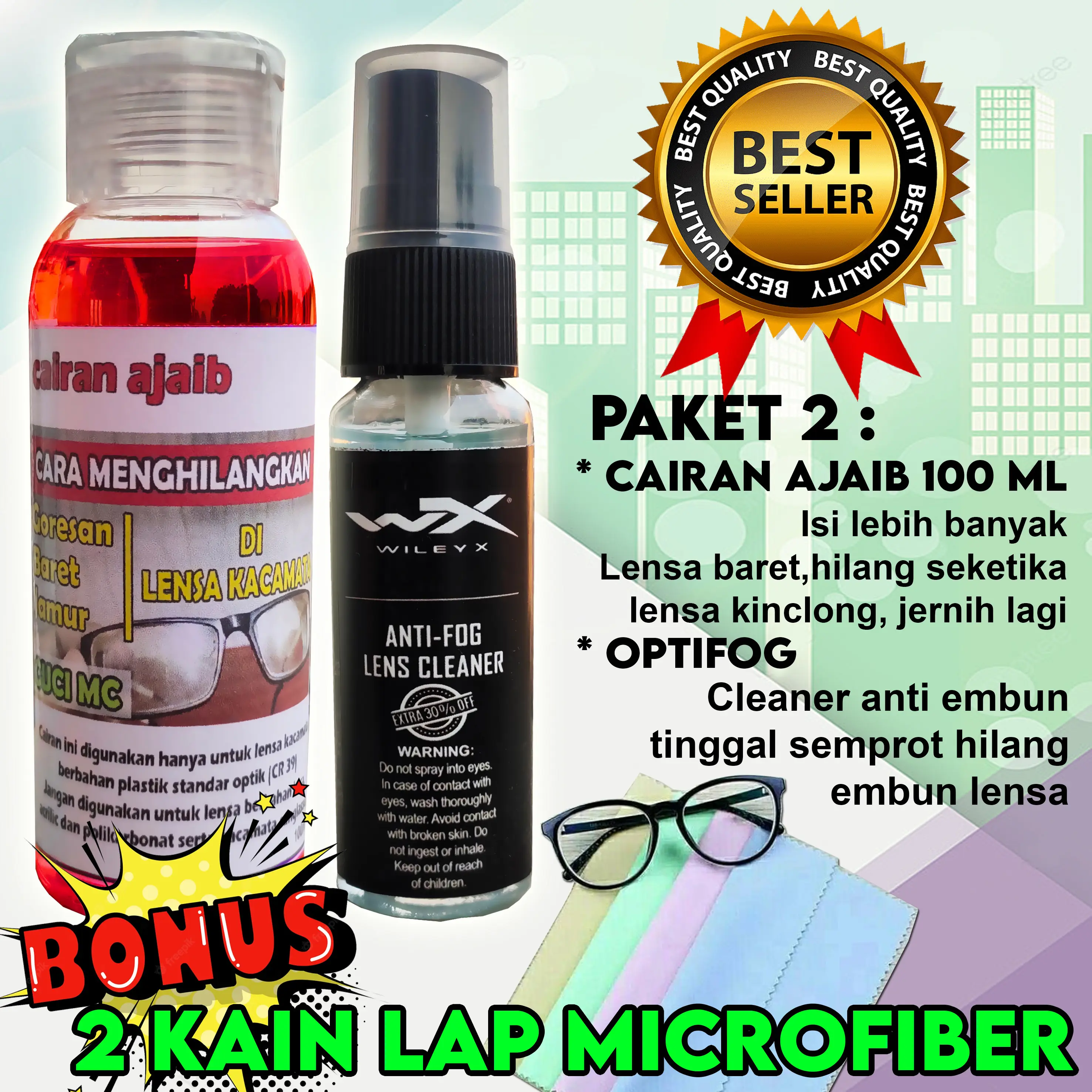 Pembersih Antifog dan Penghilang Baret untuk Kacamata - Glasses