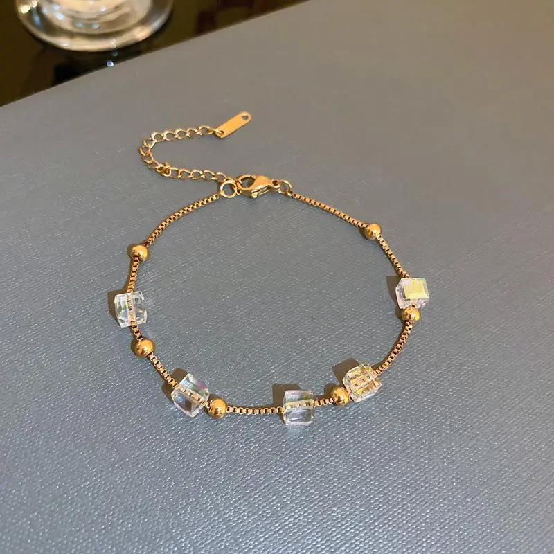 037 gelang liontin putih berwarna emas titanium antii luntur anti karat