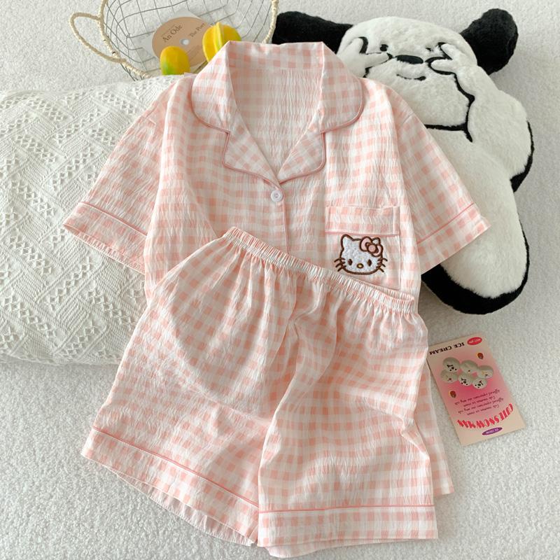 Bộ Đồ Ngủ Trẻ Em Phong Cách Mùa Hè Quần Đùi Cotton Thiết Kế Đám Mây Ve Áo Đồ Mặc Ở Nhà Mới Họa Tiết Kẻ Sọc Phù Hợp Với Trẻ Em Trung Bình Và Lớn