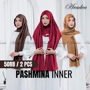(50rb dapat 2 Pcs) Pashmina Instan Inner Ninja Padma - Jilbab Menutup Leher Pasmina Oval Jersey Hijab Instan Meleyot Kerudung Pashtan Segitiga Mleyot Flowy Syari Muslim Wanita Menyatu Ciput