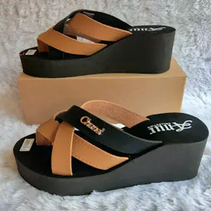 ANUR -sendal wanita terbaru wedges selop silang perempuan dewasa kekinian