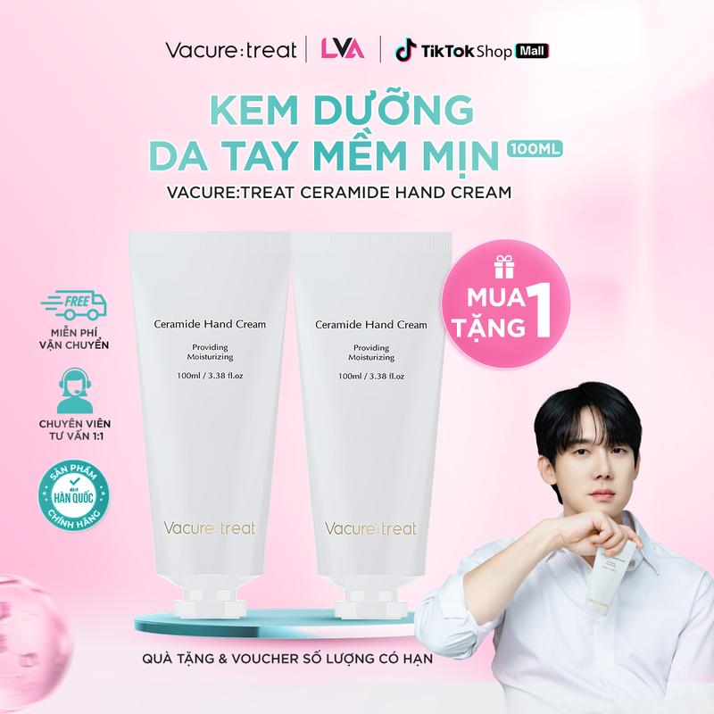   Mua 1 Tặng 1  Kem Dưỡng Da Tay Mềm Mịn Vacure:treat Ceramide Hand Cream 100ml Dưỡng Ẩm Sâu Cho Da Tay Làm Mềm Da Tay Phục Hồi Da Tay Khô Nứt Làm Sáng Da Tay 