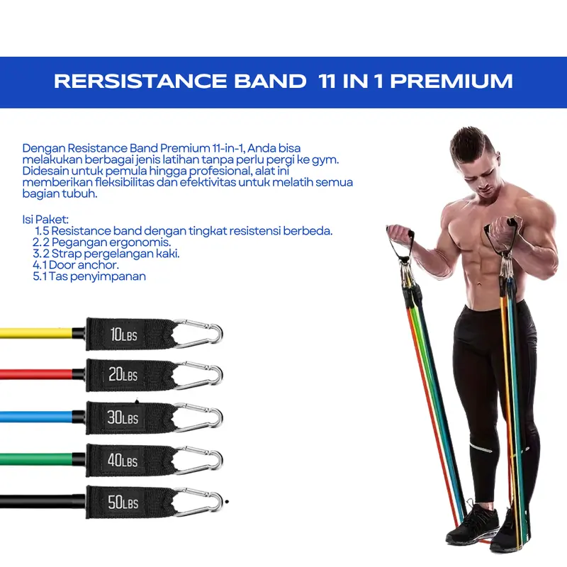 Alat gym fitnes Resistance Bands Handgrif Adjustable counter Resistance Tube Elastic Power Band Self Home Gym Fitness 2