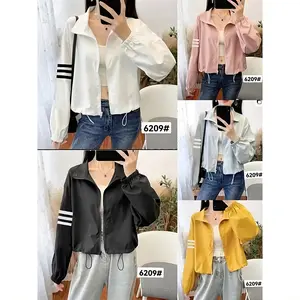 Jaket Wanita Korean Style Harian atau Olahraga - Jaket Parasut Wanita Casual List Lengan M L XL XXL