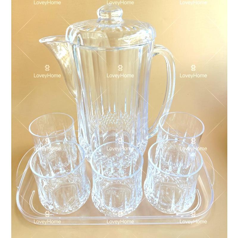 Acrylic Water Jug Set Crystal Tea Pot Juice Drinks Pitcher Cup - TikTok ...