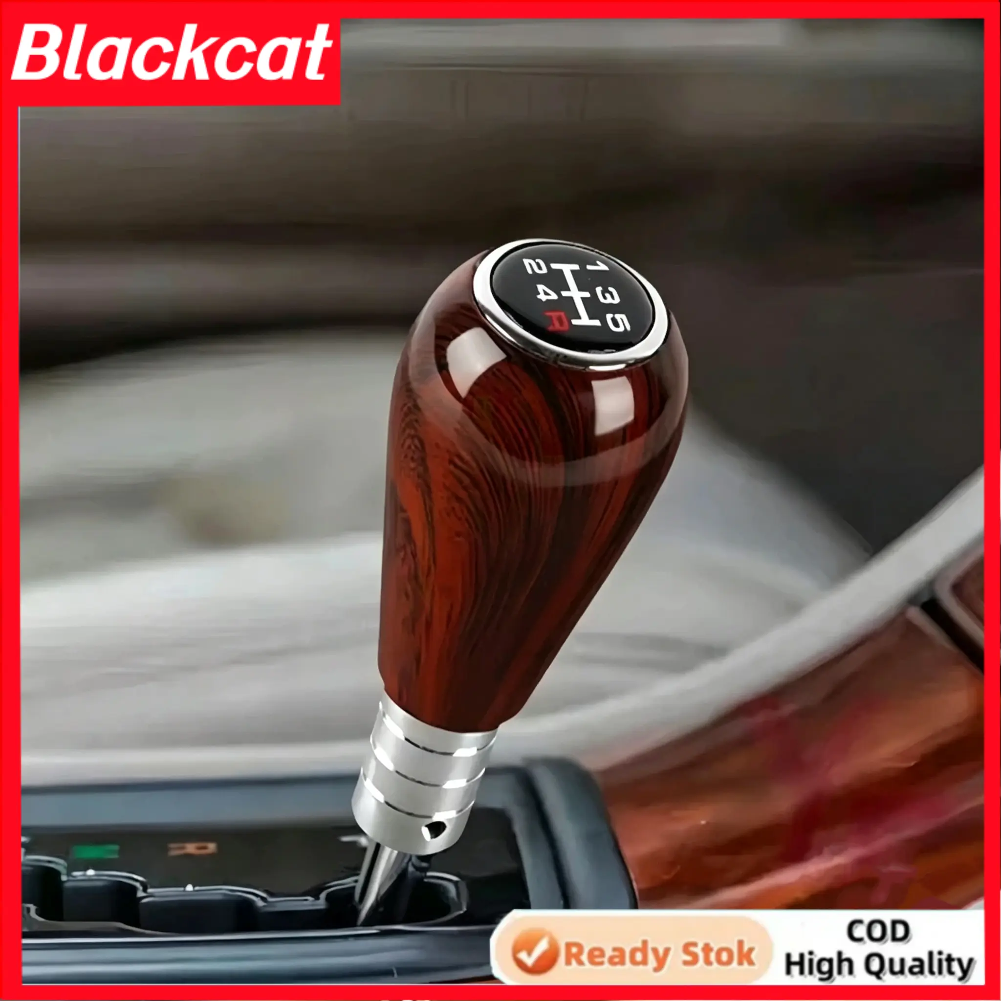 Tuas Knop Persneling Mobil 5-Gigi Motif Kayu Walnut Klasik dengan Adaptor – Upgrade Otomotif