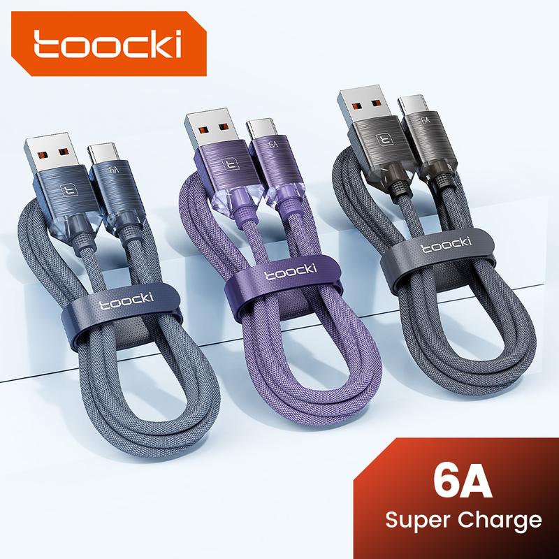  Cáp sạc nhanh Toocki 6A USB Type-C Cáp nhôm pha lê Truyền dữ liệu 480mbps Thích hợp cho iPhone 15 Tất cả các Dòng Tương thích với Huawei Xiaomi và Samsung Phụ Kiện Sạc Điện Thoại Phụ Kiện Sạc Điện Thoại 