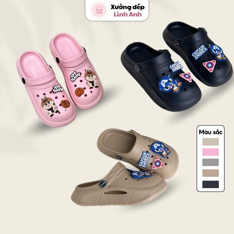 LA073 - Dép sục bé trai bé gái chất liệu cao su êm nhẹ dễ đi chống trơn trượt kèm sticker dép sục cho bé đi học đi chơi bền và đàn hồi tốt