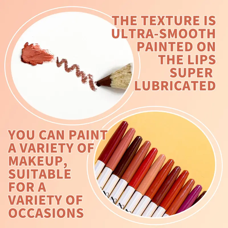 Long Lasting Lip Liner Set, Matte Easy Coloring Lip Liner Pencil, Natural Lip Makeup Tool for Women & Girls, Cosmetic 3