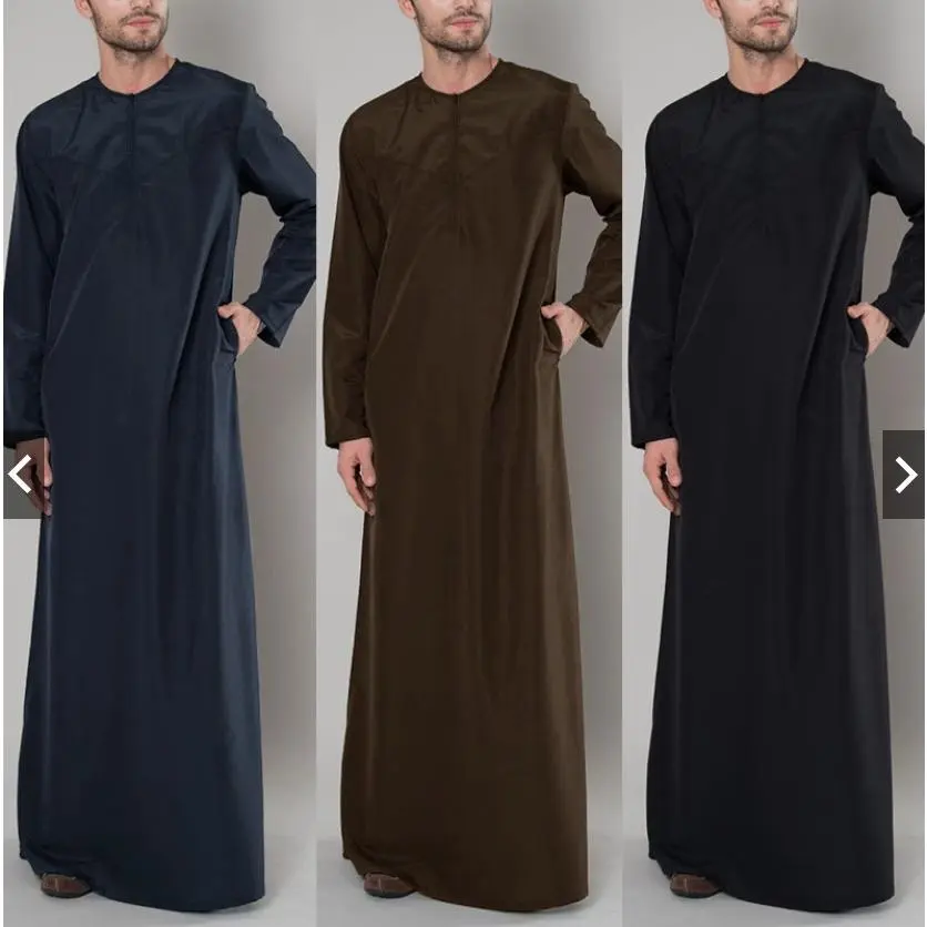 [Duke] New Middle East Arab Dubai Malaysia Men's Loose Robe Zipper Shirt