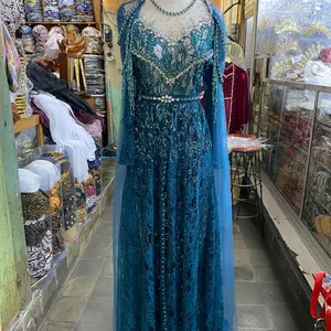 Gaun Pengantin Kebaya Gaun Pengantin Broklat Warna Biru Tua Ukuran 90cm Free Tile Pundak Kanan Kiri & Free Obibelt