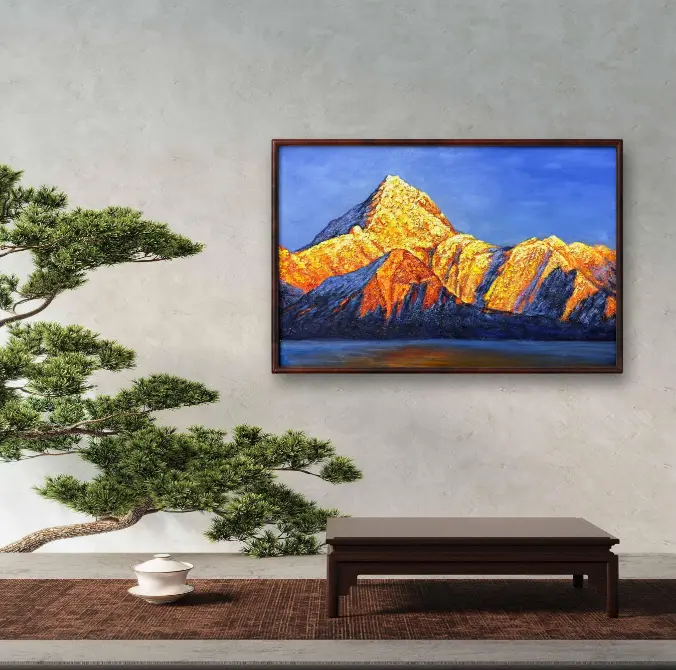 Rizhao Jinshan Jixiang Ruyi original oil painting texture reprint desktop decorative painting hanging painting 32*42CM.