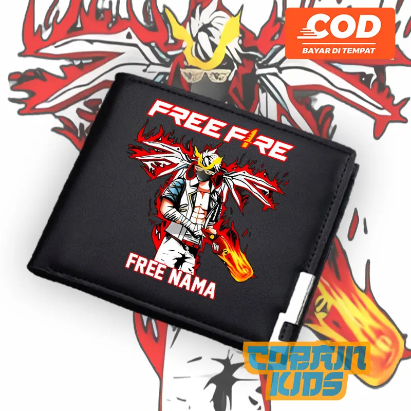 Dompet Pria Lipat Kulit FF OPM Merah - Kartu, Hitam Dompet wallet Anak FF Versi OPM 0