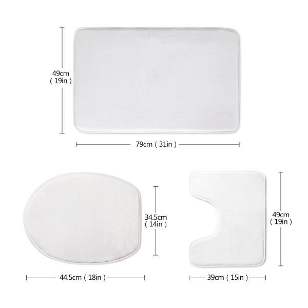 Product Introduction of 3pcs Bathroom Rug Set Toilet Contour Lid Cover Non Slip Bath Mat 23