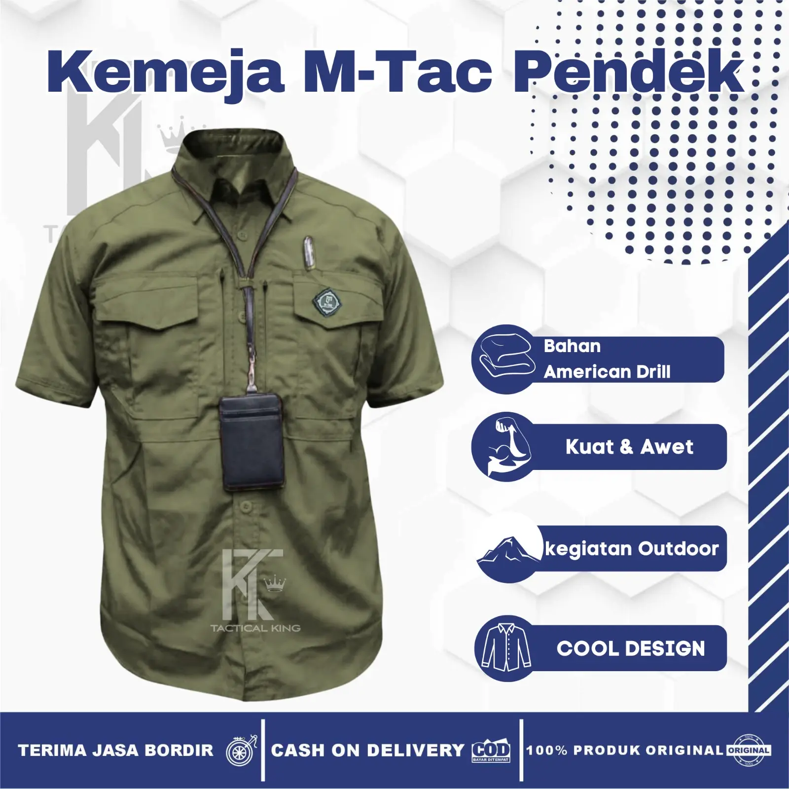 Grosir Kemeja Tactical Pria Lengan Pendek MTAC Best Seller Bahan Drill HItam