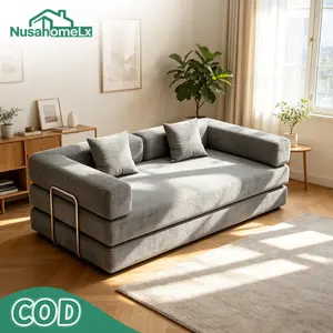 Nusahome Sofa Bed Minimalis Ruang Tamu Serbaguna Nyaman Empuk Bahan Vacuum Anti Bau, Rangka Kuat & Sandaran Bisa Dilepas Sofa Bed Lembut