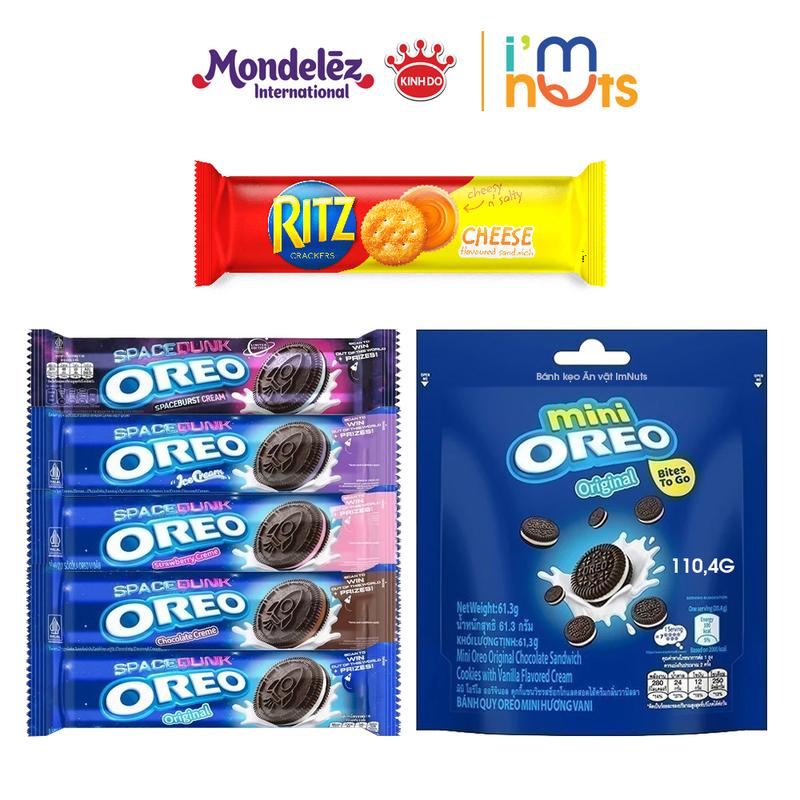 Bánh quy kem Oreo đủ vị 110g và Bánh quy kem phô mai Ritz 118g