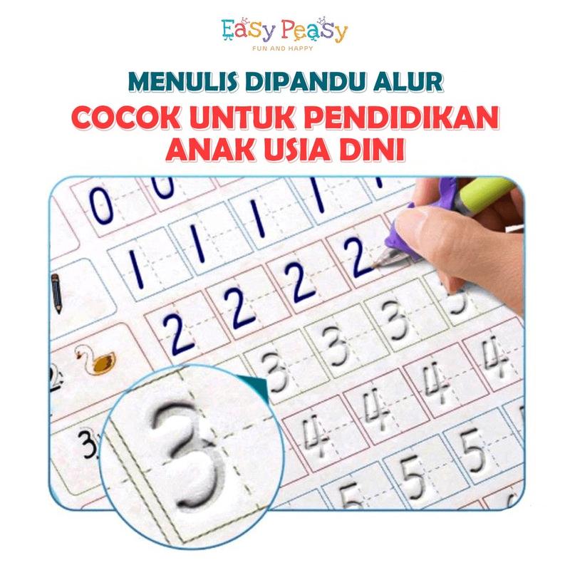 Easy Peasy - Magic Exercise Coloring Book - Buku Pintar Belajar Menulis Huruf Angka Menggambar Menghitung Versi Bahasa Inggris edukasi pulpen Stationery Tinta 5