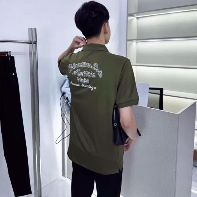 Áo polo màu xanh chất vải gai l1 logo full thêu 2 mặt form dáng chuẩn hình 0