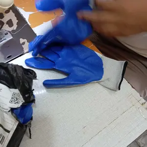 PAKET 1 PASANG & 3 PASANG SARUNG TANGAN KERJA LAPIS KARET ANTI GORES HAND GLOVES HITAM/BIRU