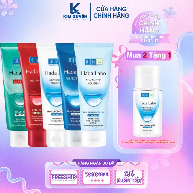  Sữa rửa mặt Hada Labo 80G - Skincare Chống Mụn & Dưỡng Ẩm Tối Ưu Cho Da Mụn Nhạy Cảm 