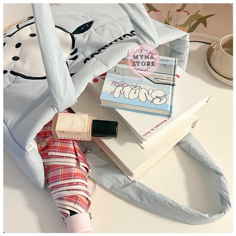 Mynastore - Tas Tenteng Sanrio Tote Bag Klip Magnet Melody Kuromi Pochacco Hello Kitty Bordir - TPS028 3