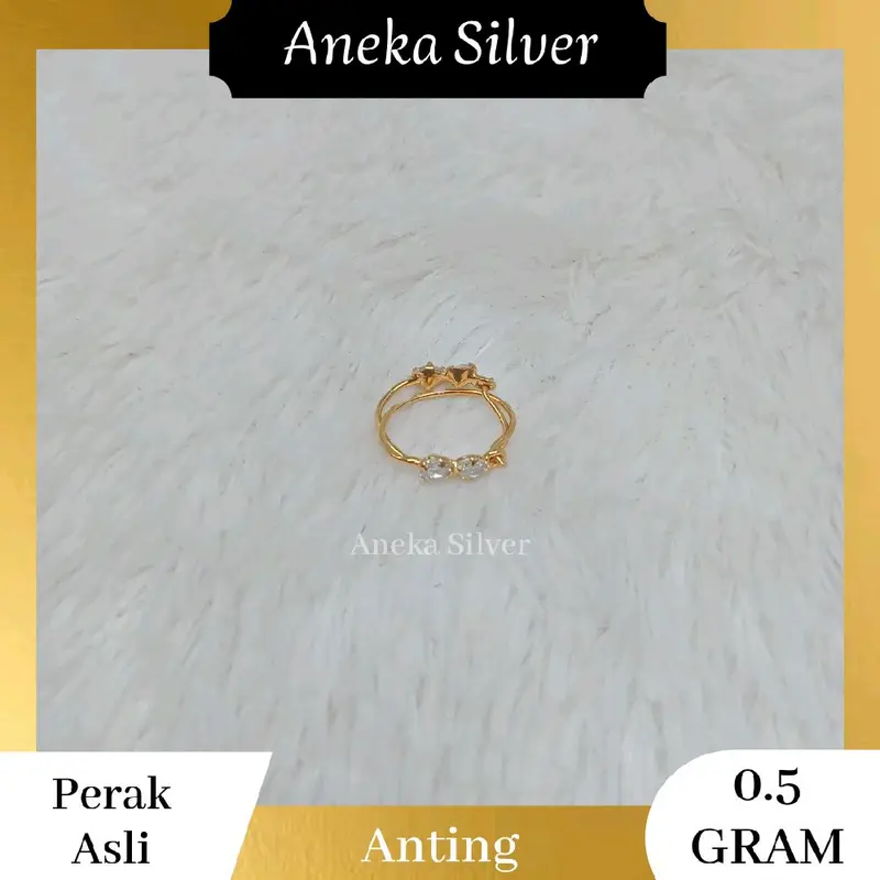 Anting Knip 2 Mata Gold, Perak 925 - Model Terbaru 4